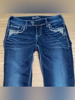 Y2K Low Rise Silver Jeans, W27, Inseam L28